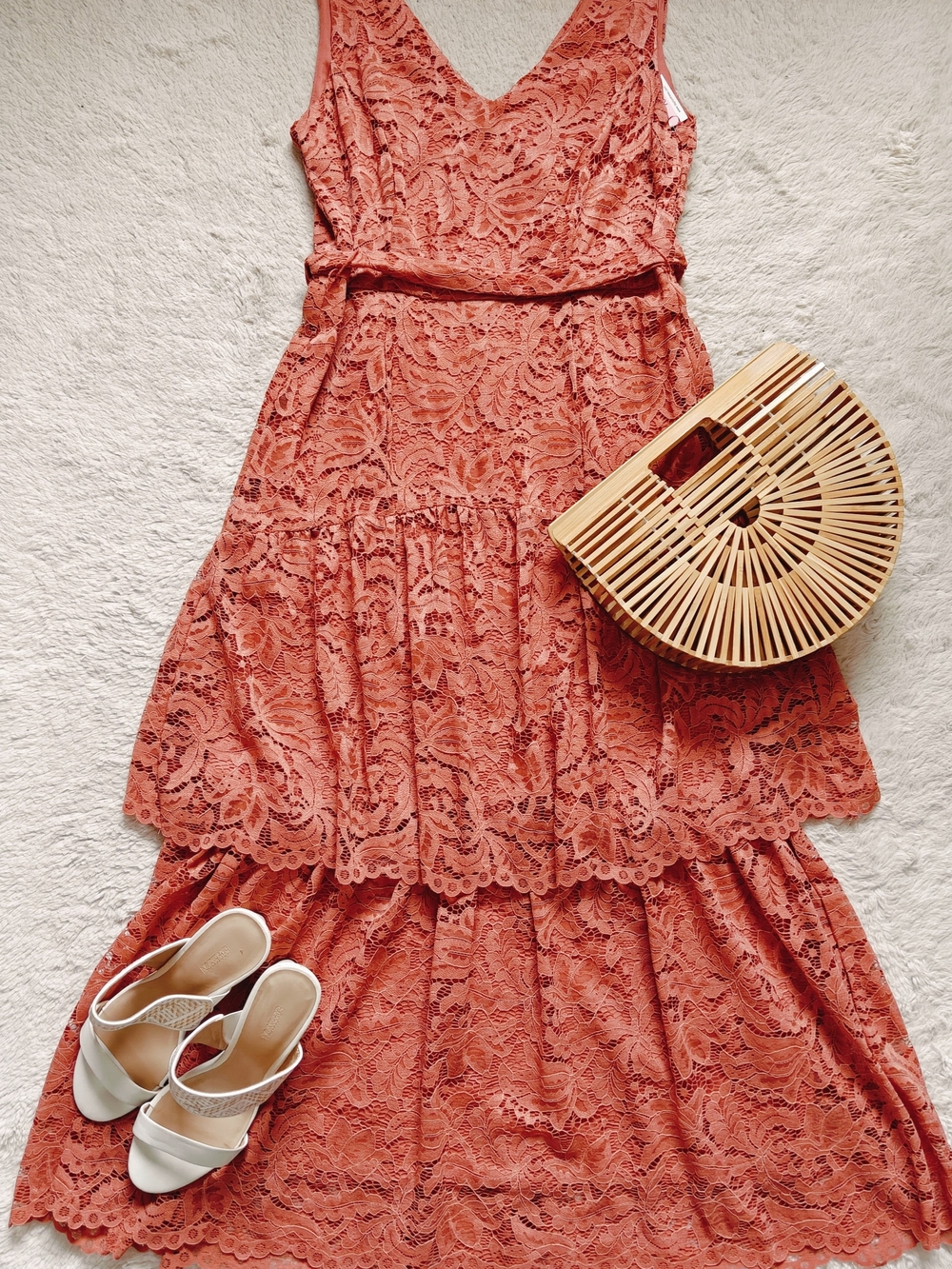 NWT Taylor Rose Lace Tiered Midi Dress | Wedding Guest | Size 10